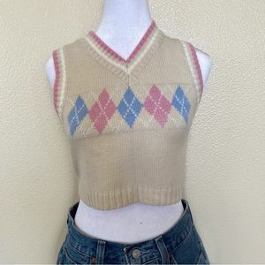 cropped argyle sweater vest